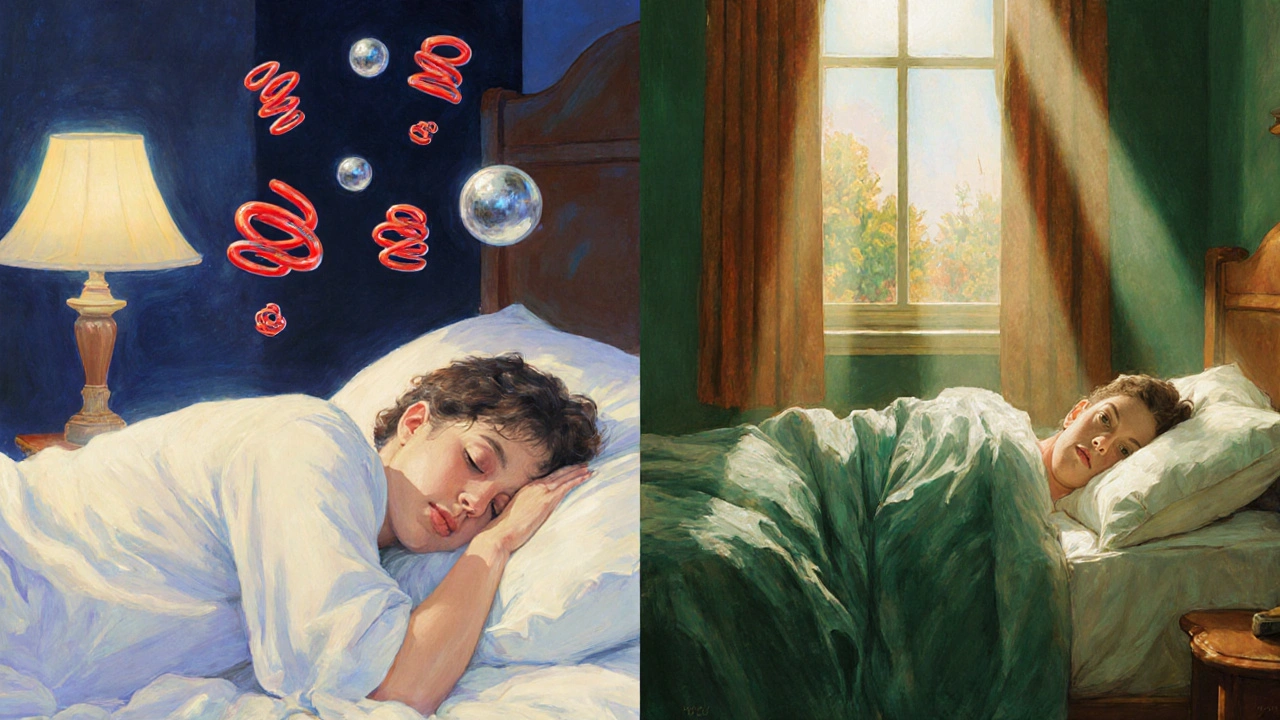 Scena divisa: sonno disturbato in settimana e sonno profondo il weekend con grasso addominale che si forma.