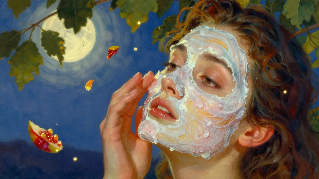 Rituale di bellezza notturno con enzimi naturali e luce lunare che trasformano la pelle in modo dolce e magico.